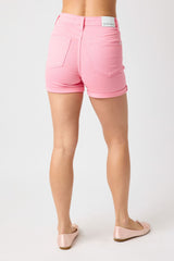 Judy Blue Tummy Control Pink Denim Shorts - Shop Amour Boutique