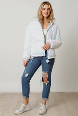 Sequin Puffer Jacket - White - Shop Amour Boutique