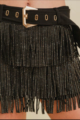 black rhinestone fringe skort - Pink Peach Boutique
