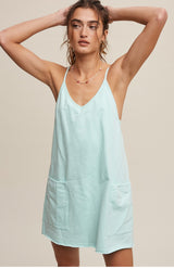 Sporty Mini Romper Dress - Pink and Aqua - Shop Amour Boutique