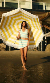 Minty Fresh Knit Halter Stripe Skirt Set