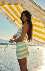 Minty Fresh Knit Halter Stripe Skirt Set