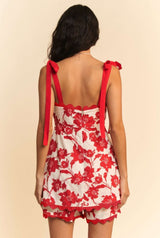 Red Bow Strap Romper