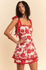 Red Bow Strap Romper