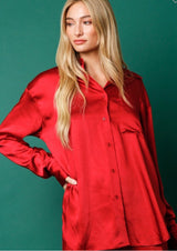 Red Satin Pajama Set - Shop Amour Boutique