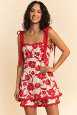 Red Bow Strap Romper