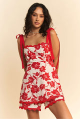 Red Bow Strap Romper