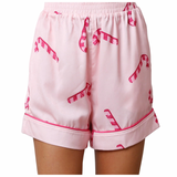 Candy Cane Satin Pajama Set - Pink - Shop Amour Boutique