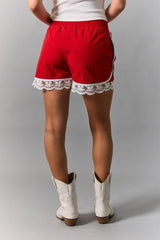 Lace Trim Game Day Shorts