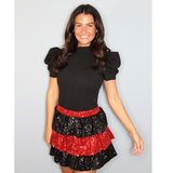 Short Puff Sleeve Ribbed Bodysuit - Black - Shop Amour Boutique