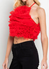 Ruffle Halter Top - Red - Shop Amour Boutique