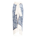 Blue Waves High Waisted Bikini and Sarong - Shop Amour Boutique