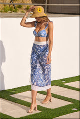 Blue Waves High Waisted Bikini and Sarong - Shop Amour Boutique