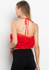 Ruffle Halter Top - Red - Shop Amour Boutique