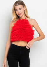 Ruffle Halter Top - Red - Shop Amour Boutique