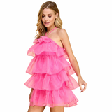 Barbie Pink Ruffle Tiered Dress - Shop Amour Boutique