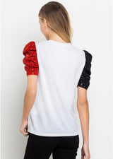 Sequin Puff Sleeve Top - Shop Amour Boutique