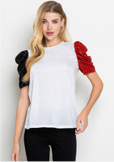 Sequin Puff Sleeve Top - Shop Amour Boutique