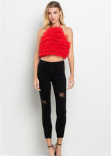 Ruffle Halter Top - Red - Shop Amour Boutique