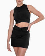 Crossover Waist Active Skort - Black - Shop Amour Boutique