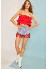 Star Fringe Denim Shorts - Shop Amour Boutique