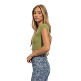 Crochet Cropped  Top - Green - Pink Peach Boutique