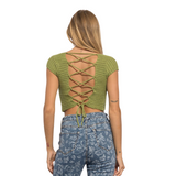 Crochet Cropped  Top - Green - Pink Peach Boutique