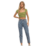 Crochet Cropped  Top - Green - Pink Peach Boutique