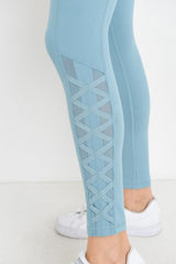 Dusty Blue Lattice Leggings - Pink Peach Boutique