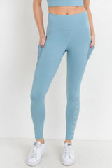 Dusty Blue Lattice Leggings - Pink Peach Boutique
