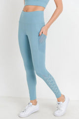 Dusty Blue Lattice Leggings - Pink Peach Boutique