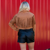 Faux Suede Fringe Jacket - Camel - Pink Peach Boutique