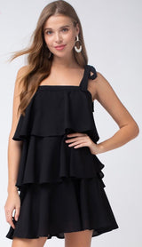 Just Give Me A Reason - Black Tiered Dress - Pink Peach Boutique