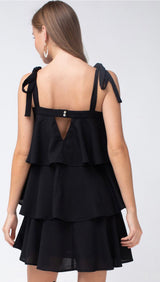 Just Give Me A Reason - Black Tiered Dress - Pink Peach Boutique