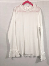 Girls White Rufffle Long Sleeve Top - Pink Peach Boutique