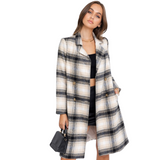 Black Plaid Coat - Pink Peach Boutique