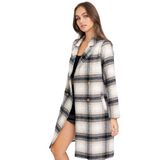 Black Plaid Coat - Pink Peach Boutique