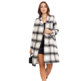 Black Plaid Coat - Pink Peach Boutique