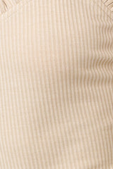 Ribbed Ruffle Bodysuit - Nude - Pink Peach Boutique