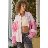 Pink Color Block Corduroy Shacket - Shop Amour Boutique