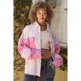 Pink Color Block Corduroy Shacket - Shop Amour Boutique