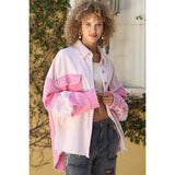 Pink Color Block Corduroy Shacket - Shop Amour Boutique