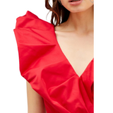 Ruffle V-Neck Dress - Red - Shop Amour Boutique
