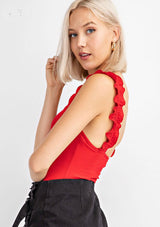 Ribbed Ruffle Body Suit - Pink Peach Boutique