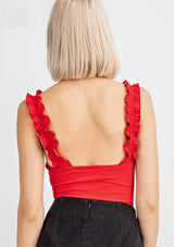 Ribbed Ruffle Body Suit - Pink Peach Boutique