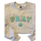 Pray Varsity Letter Sweatshirt - Grey - Pink Peach Boutique