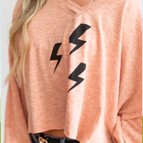Lightning Bolt Cropped Sweatshirt - Pink Peach Boutique