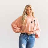 Lightning Bolt Cropped Sweatshirt - Pink Peach Boutique