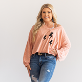 Lightning Bolt Cropped Sweatshirt - Pink Peach Boutique