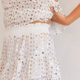 White Sequin Chiffon Shorts - Pink Peach Boutique